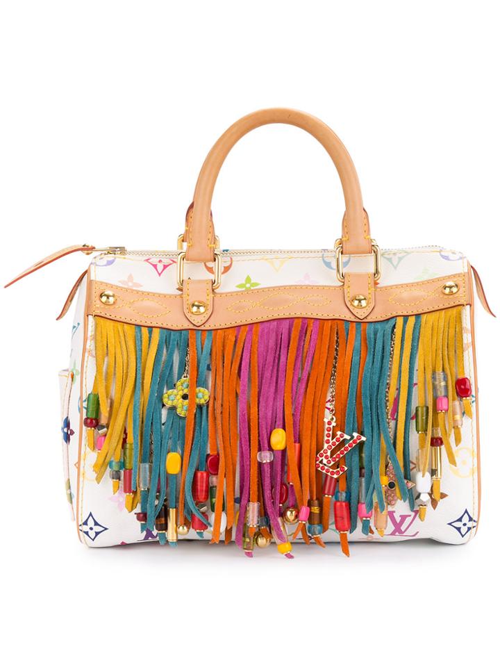 Louis Vuitton Vintage Speedy Fringed Tote Bag - White