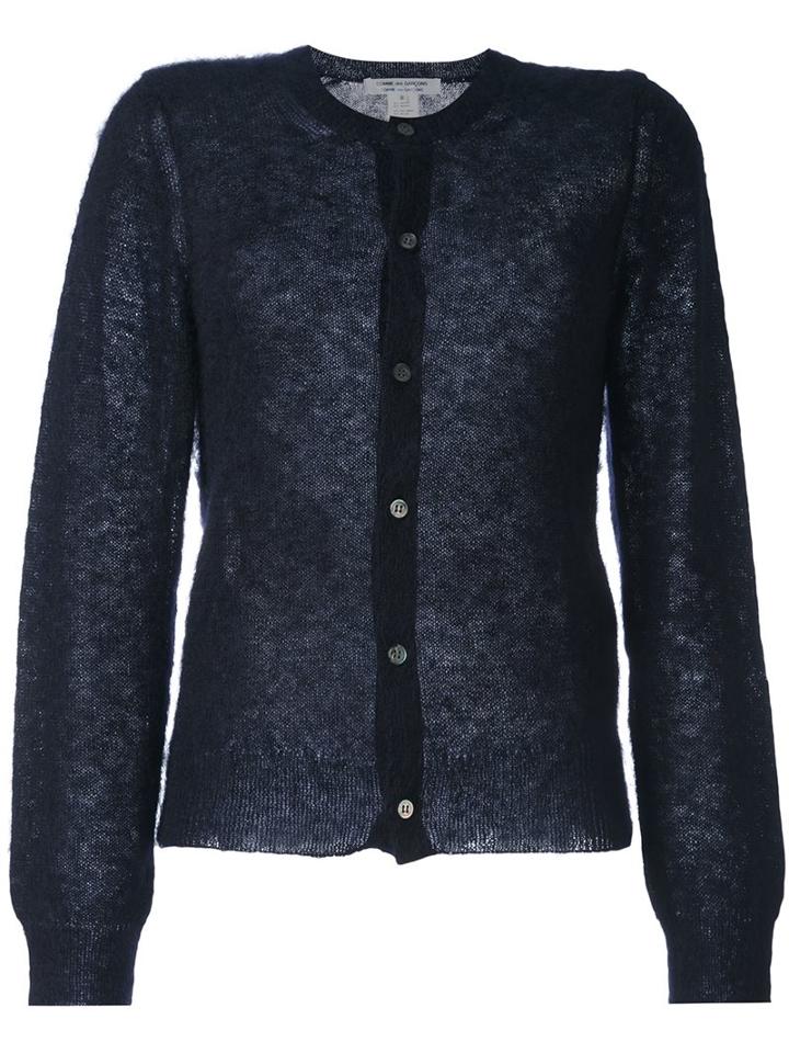 Comme Des Garçons Comme Des Garçons Round Neck Textured Cardigan, Women's, Size: Medium, Blue, Nylon/mohair