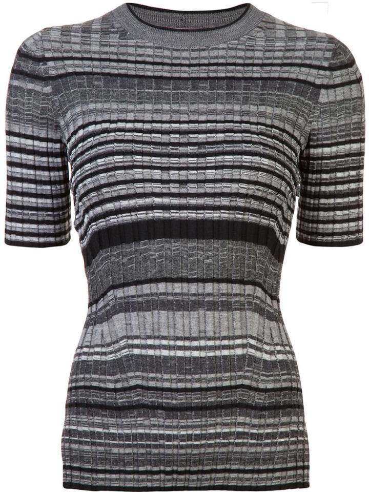 Helmut Lang Striped Knitted Top - Grey