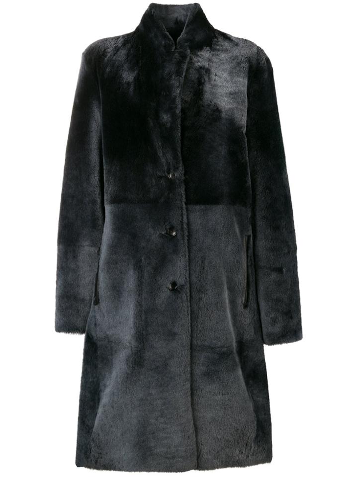 Joseph Single-breasted Fur Coat - Black