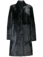 Joseph Single-breasted Fur Coat - Black