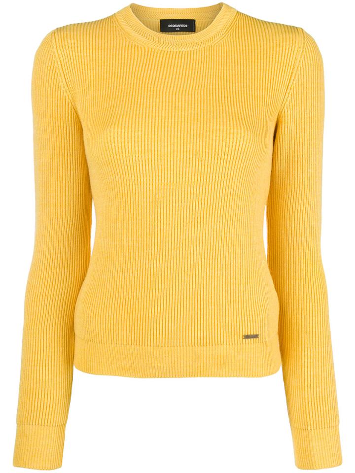 Dsquared2 Ribbed Crew Neck Sweater - Yellow & Orange