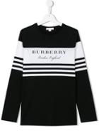 Burberry Kids Striped Longsleeved T-shirt, Boy's, Size: 14 Yrs, Black