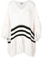 Ermanno Scervino Striped Fringed Jumper - White