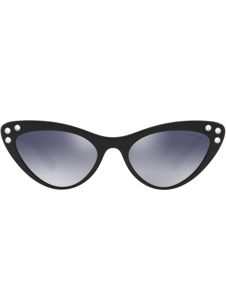 Miu Miu Eyewear Crystal Embellished Cat Eye Sunglasses - 1ab3a0 Black