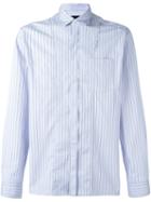 Lanvin Striped Chest Pocket Shirt, Men's, Size: 39, Blue, Cotton