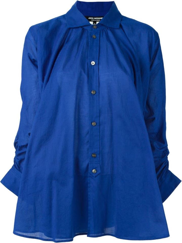 Junya Watanabe Comme Des Garçons Oversized Pleated Shirt, Women's, Size: S, Blue, Cotton