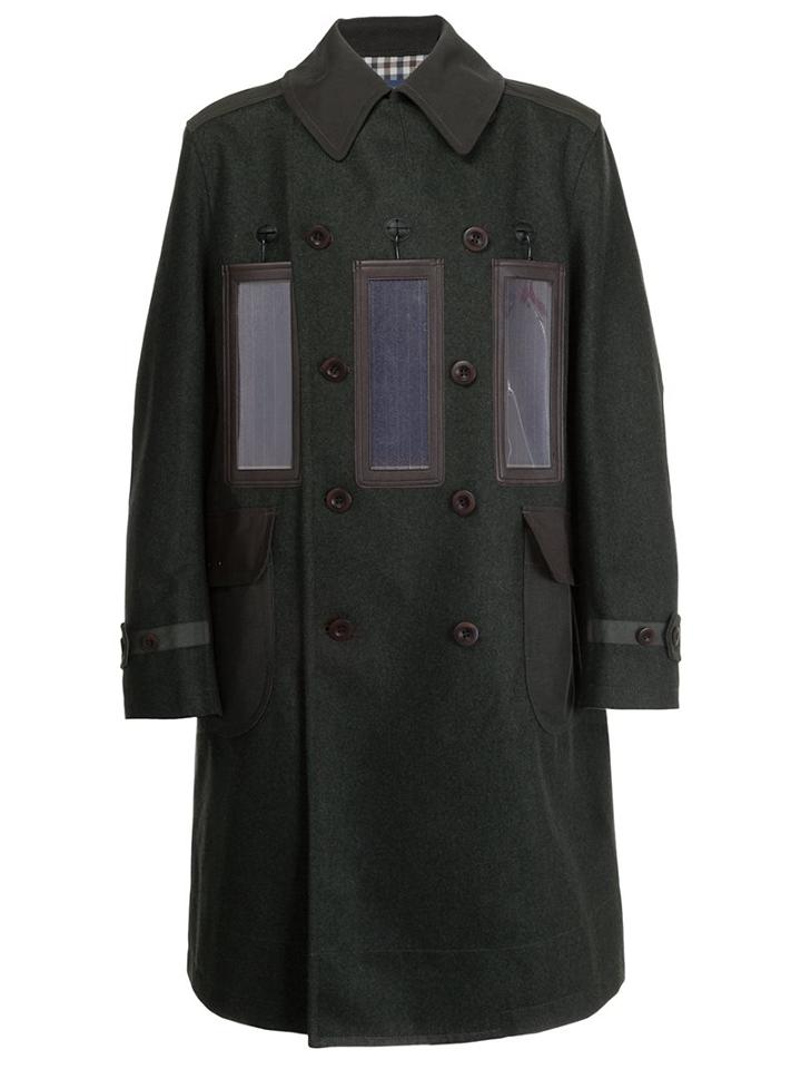 Junya Watanabe Comme Des Garçons Man Window Panel Coat, Men's, Size: Medium, Green, Polyester/wool