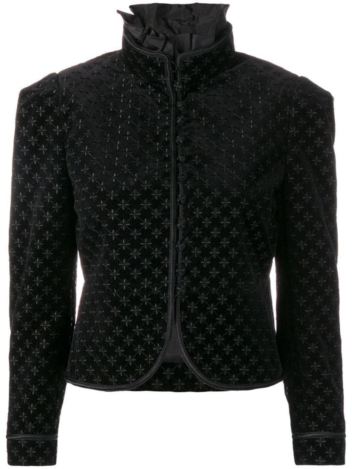 Saint Laurent Embroidered Cropped Jacket - Black