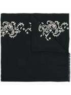 Etro Embroidered Scarf, Women's, Black, Silk/cashmere
