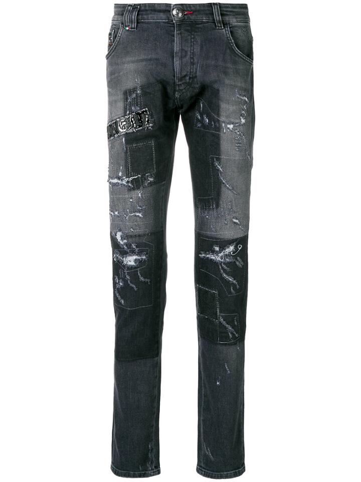 Philipp Plein Gothic Plein Super Straight Cut Jeans - Grey