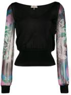 Emilio Pucci Contrast Sleeve Blouse - Black