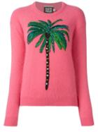 Fausto Puglisi Embroidered Palm Tree Jumper, Women's, Size: 38, Pink/purple, Polyamide/viscose/angora/wool