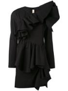 Marni - Ruffle Front Mini Dress - Women - Cotton - 40, Black, Cotton
