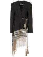 Oscar De La Renta Fringe Detail Blazer - Black