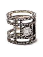 As29 18kt Black Gold Illusion Tube Pave Diamond Ring
