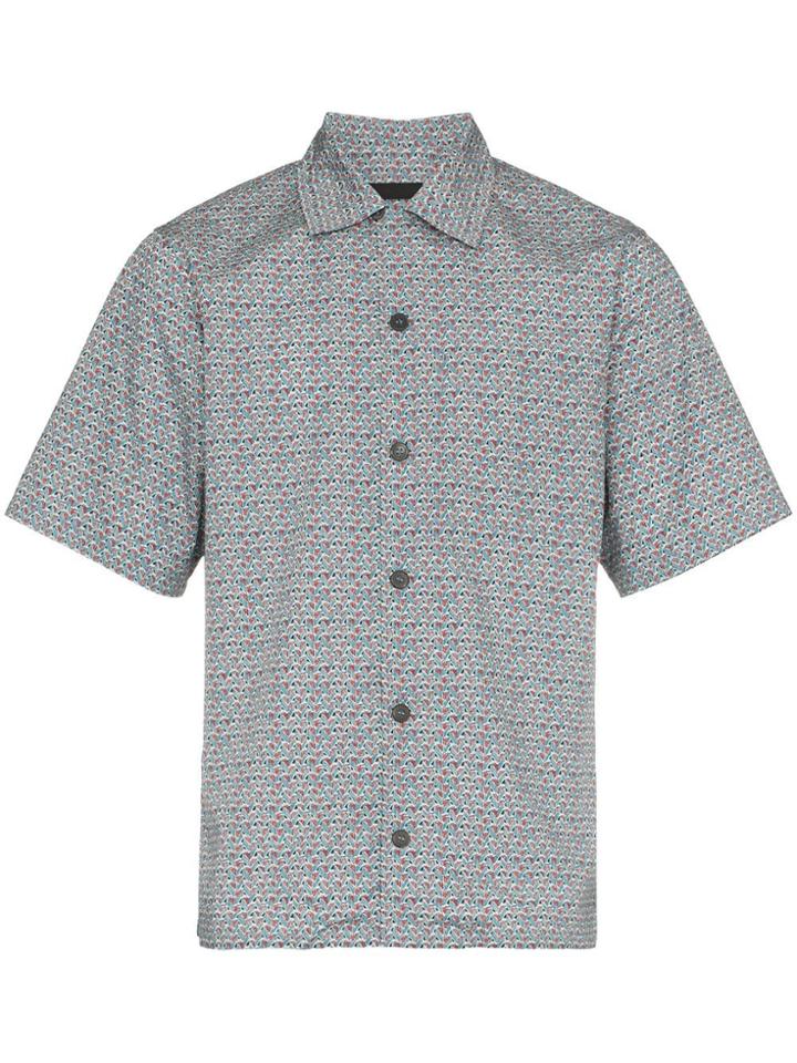 Prada Pattern Print Short Sleeve Cotton Shirt - Multicolour