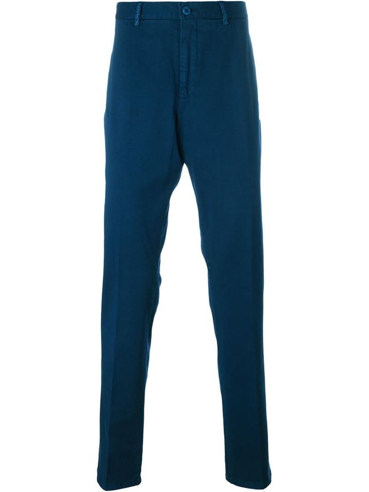 Etro Contrast Pocket Straight Leg Trousers, Men's, Size: 54, Blue, Cotton/spandex/elastane