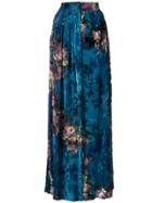Alberta Ferretti Long Floral Skirt - Blue