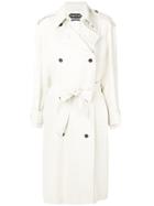 Tom Ford Belted Double Breasted Coat - White