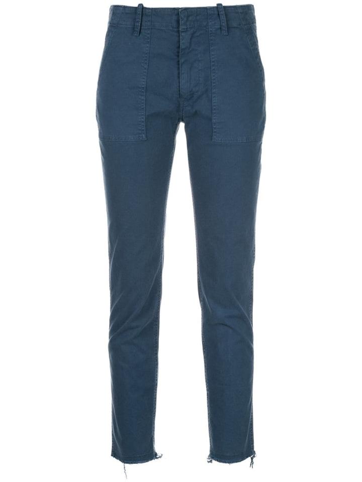 Nili Lotan Plain Slim Cropped Trousers - Blue