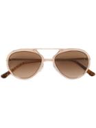 Tom Ford Eyewear Aviator Shape Sunglasses - Metallic