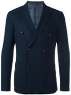 Etro Double-breasted Blazer, Men's, Size: 52, Blue, Cotton/silk/cupro