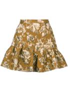 Love Shack Fancy Floral Frill Mini Skirt - Yellow & Orange