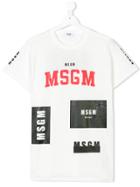 Msgm Kids Teen Multi Logo T-shirt - White
