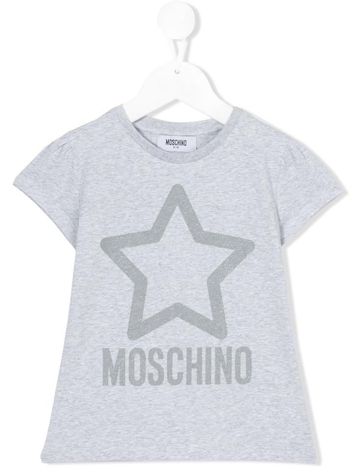 Moschino Kids - Glitter Star T-shirt - Kids - Cotton/spandex/elastane - 12 Yrs, Grey