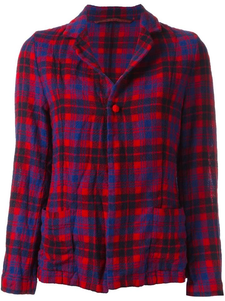 Daniela Gregis Checked Wool Blazer, Women's, Size: 2, Red, Wool