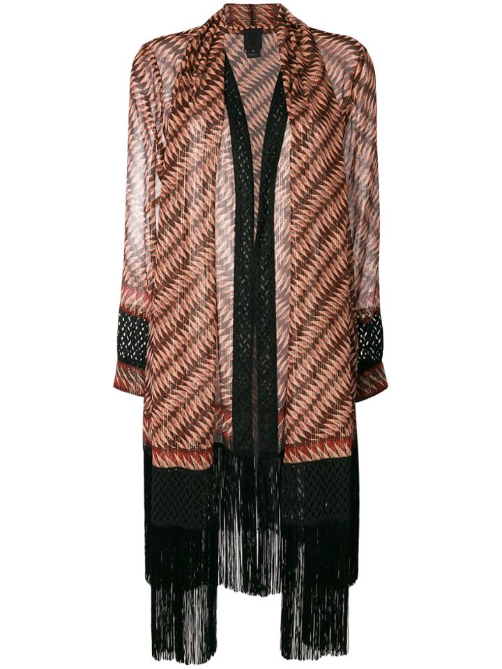 Anna Sui Striped Sheer Coat - Brown