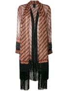 Anna Sui Striped Sheer Coat - Brown