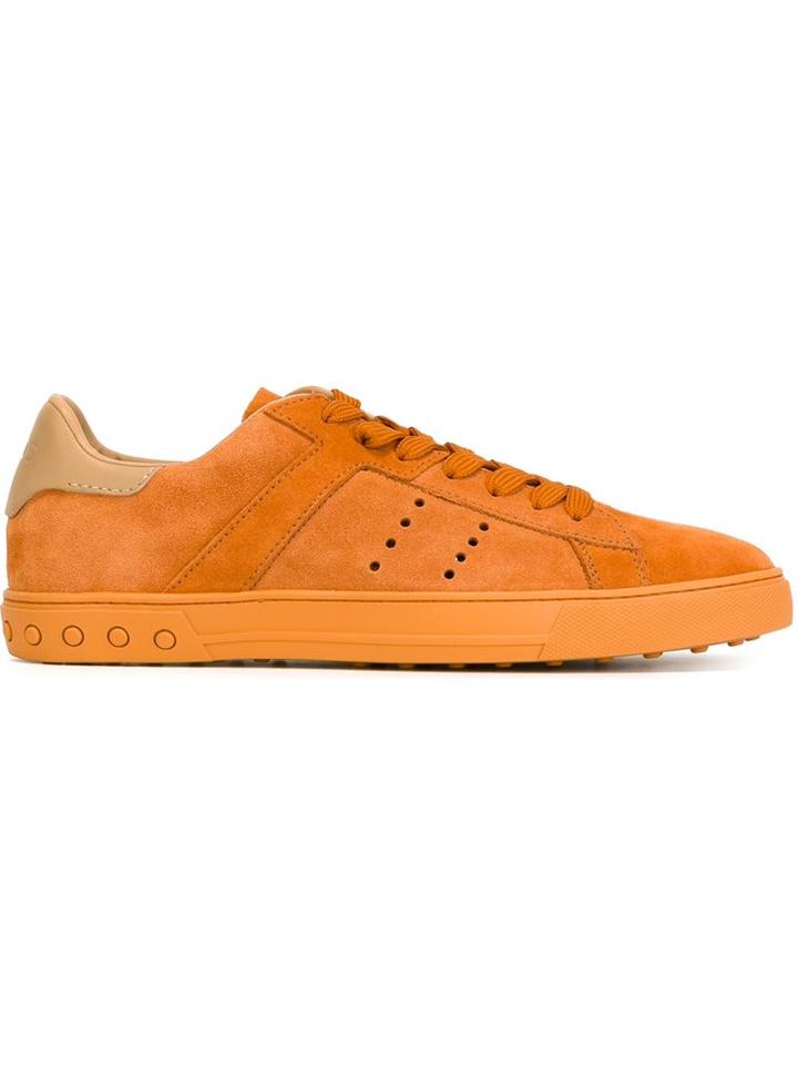 Tod S Low-top Sneakers, Men's, Size: 10, Yellow/orange, Suede/leather/rubber