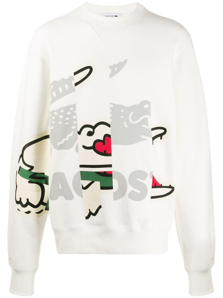 Lacoste Deconstructed-logo Jersey Sweatshirt - White