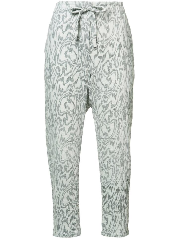 Raquel Allegra Marble Print Cropped Trousers, Women's, Size: 0, Grey, Cotton