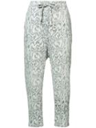Raquel Allegra Marble Print Cropped Trousers, Women's, Size: 0, Grey, Cotton