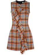 Msgm Checked Ruffled Front Dress