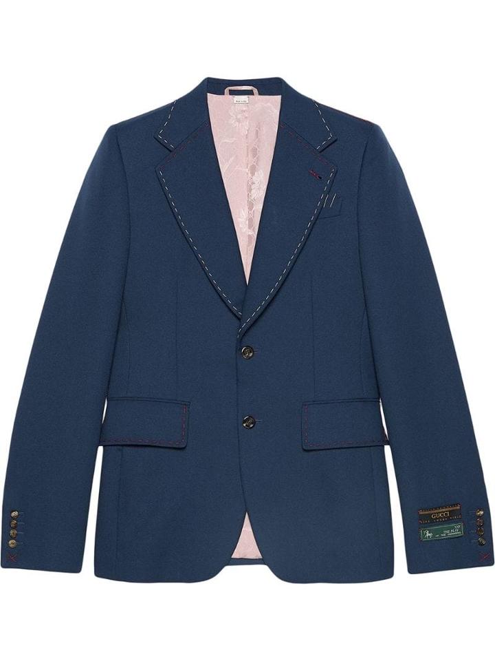 Gucci Drill Jacket With Stitching - Blue