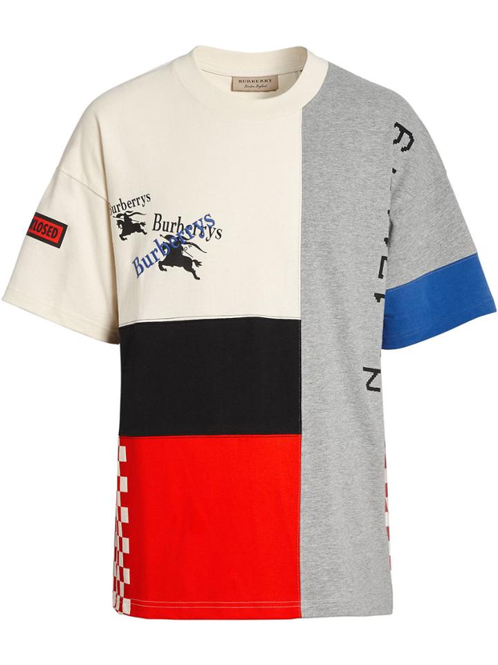 Burberry Archive Logo Panelled Cotton T-shirt - Multicolour