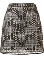 Milly Sequined Short Skirt, Women's, Size: 6, Black, Sequin/nylon