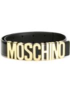 Moschino Logo Plaque Belt, Women's, Size: Small, Black, Vinyl/leather