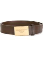 Dolce & Gabbana Logo Plaque Belt, Men's, Size: 100, Brown, Leather