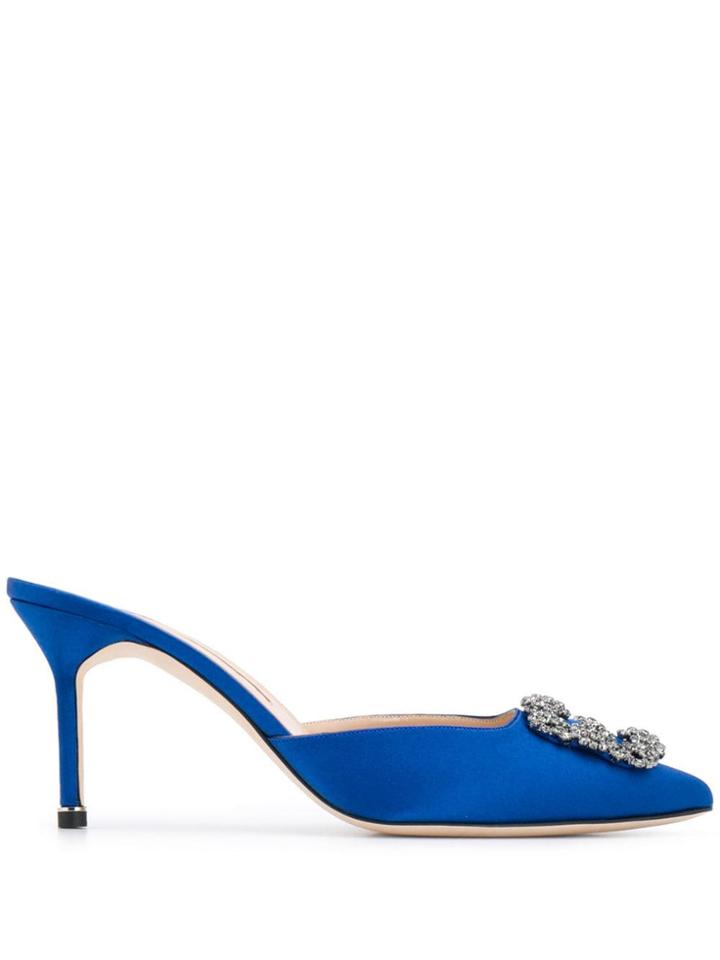 Manolo Blahnik Gem Detail Mules - Blue
