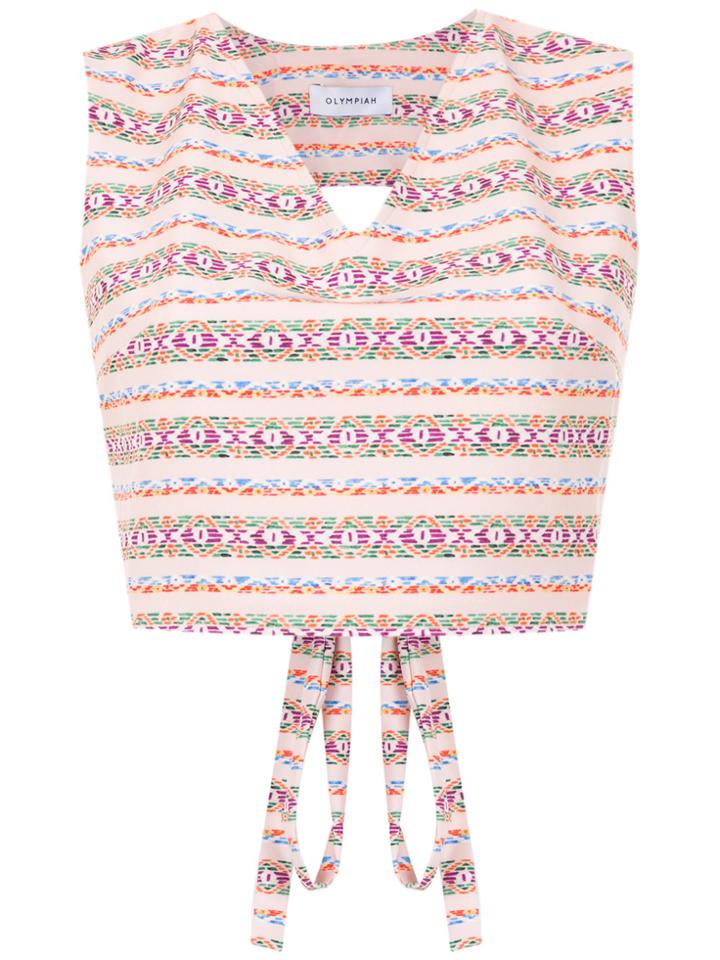 Olympiah Printed Papa Cropped Top - Pink & Purple