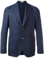 Boglioli Peaked Lapel Blazer, Men's, Size: 50, Blue, Linen/flax/virgin Wool/cupro/acetate