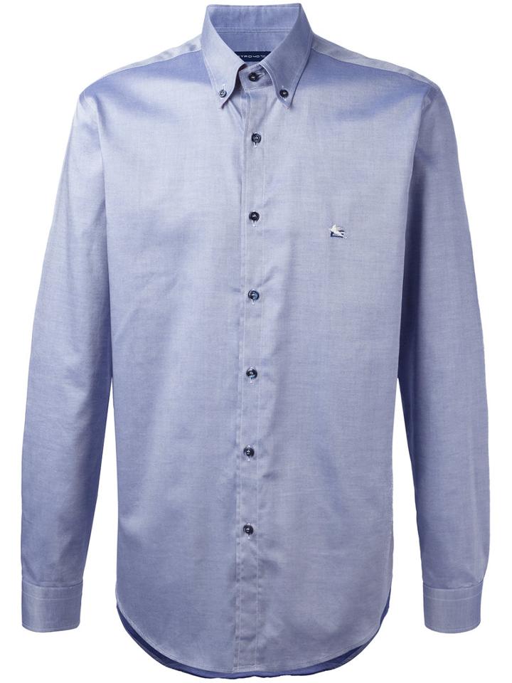 Etro - Logo Patch Shirt - Men - Cotton - 40, Blue, Cotton