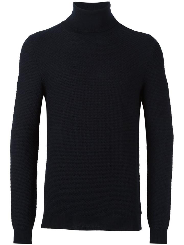 Zanone Turtleneck Pullover, Men's, Size: 48, Blue, Virgin Wool