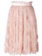 Alexander Mcqueen Pleated Lace Skirt, Women's, Size: 40, Pink/purple, Cotton/polyamide/silk