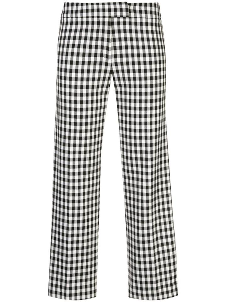 Derek Lam 10 Crosby Straight Leg Gingham Trouser With Tuxedo Stripe -